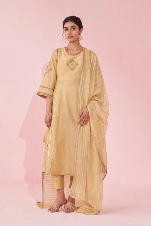 Gaura Yellow Anarkali Set